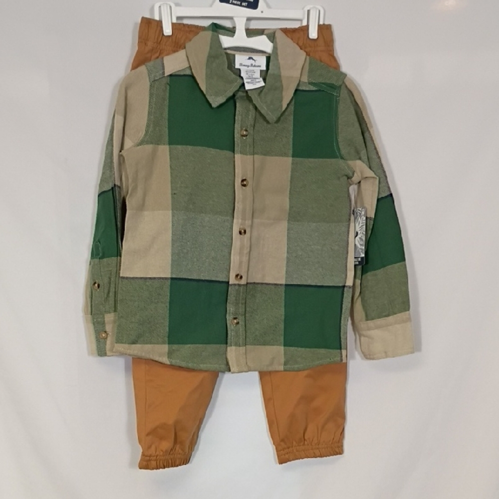 NWT Tommy Bahama Duck Green Long Sleeve Flannel And Twill Pant Set Sz Small 5/6